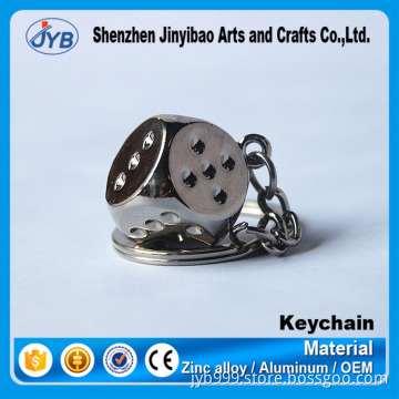 Fashion Idea 3D Metal Dice Shape Keyring Alloy Dice Shaped Keychain